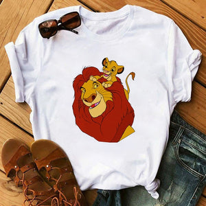 Cartoon Print t shirt Lion King Tshirt Women Tshirt Summer Fashion Women Tops Tee New Cute Harajuku Tops T-shirts Clothes Femme