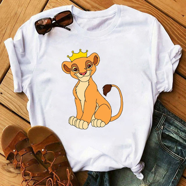 Cartoon Print t shirt Lion King Tshirt Women Tshirt Summer Fashion Women Tops Tee New Cute Harajuku Tops T-shirts Clothes Femme