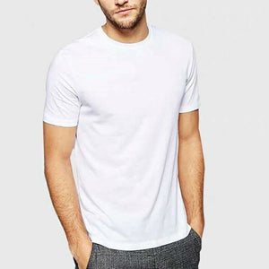 Street Vendor Summer White T-shirt Men's Short Sleeve Solid Crew Neck T-shirt Men Slim Fit Trend Top Black and White Tee