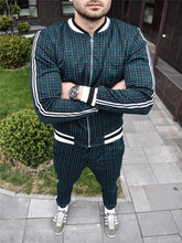 Load image into Gallery viewer, New Colorful Plaid Men Casual Zipper Set Autumn Tracksuit Set Male Sweatshirt Pocket Fashion Jackets Men Tracksuit Sets Mens set
