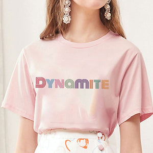 2020 new album DYNAMITE print T-shirt Kpop Korean style short sleeve cute Korean casual hip-hop short sleeve top BTS