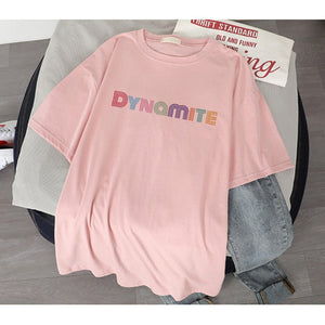 2020 new album DYNAMITE print T-shirt Kpop Korean style short sleeve cute Korean casual hip-hop short sleeve top BTS